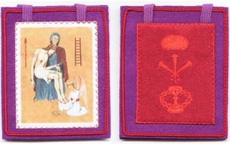 Marie-Julie saw our Blessed Mother wearing this scapular between the layers of her robes.  