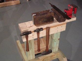 With this makeshift anvil, hammers and file, you can make replacement blades for tools.