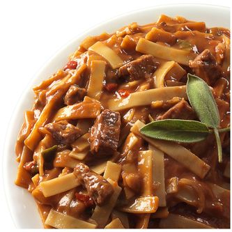Pictured above: Beef stroganoff, made with real beef. This dish would provide a complete meal by itself!