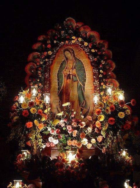 Have you thought of the entry to your home? The front door area, or a roofed porch or patio area near a frequently-used door can be the perfect place to add the warmth of your love for the Blessed Virgin Mary, Christ our Lord, or any Saint or Angel. Outdoor lighting can be done with strings of lights or with battery-run candles that are on automatic timers. Be creative, and warm up the night with your Faith!